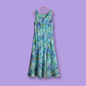 Coldwater Creek Floral Blue Midi Dress